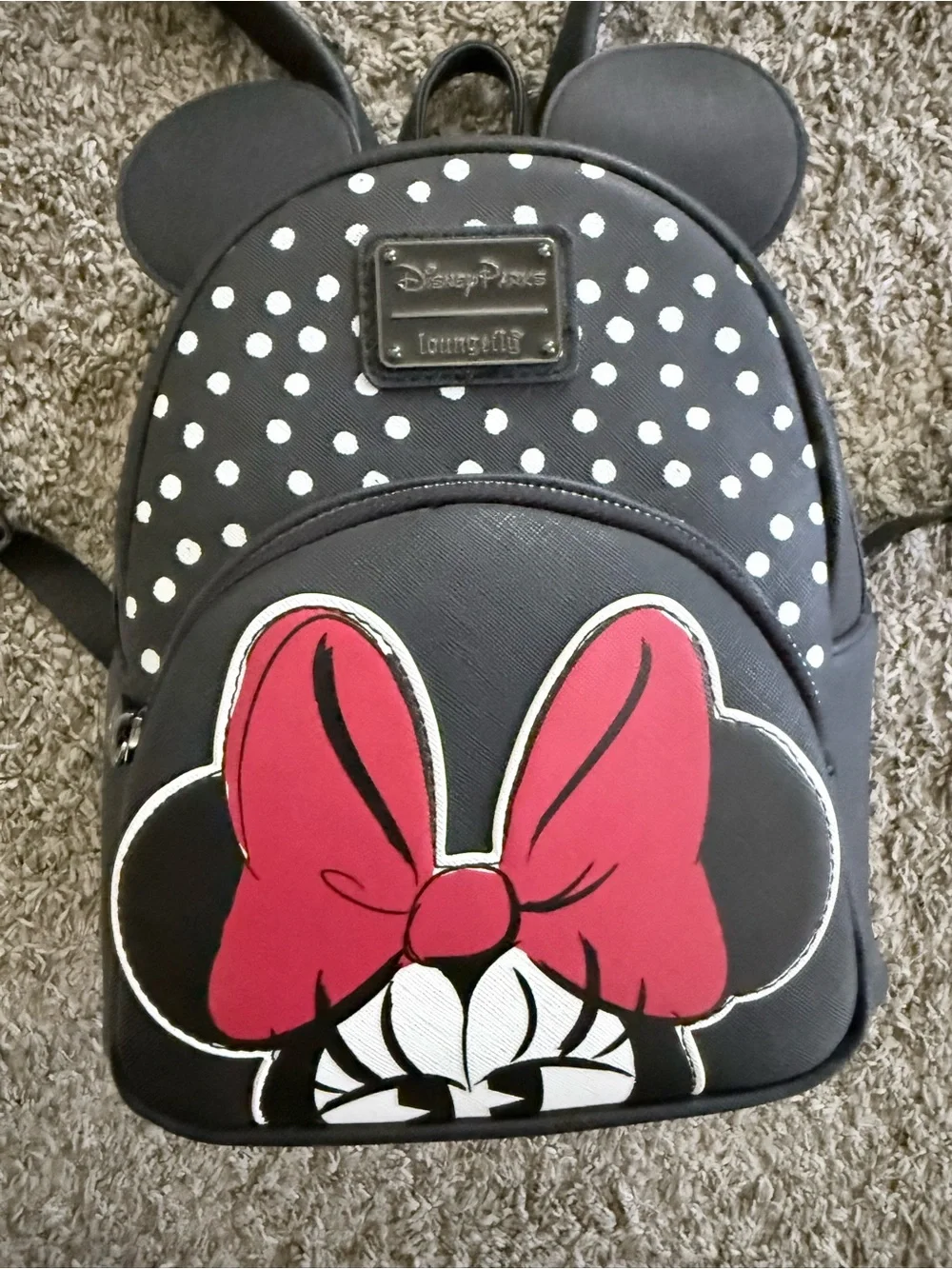 NWOT Disney Parks Loungefly Kids Black Backpack with Red Minnie Bow - Picture 1 of 7